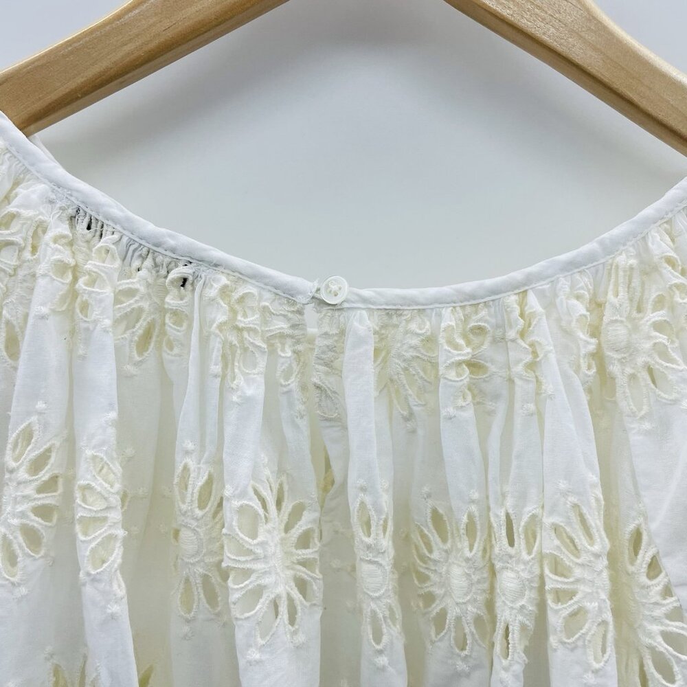 Madewell Womens Size Small Embroidered Shirred Puff Sleeve Top Floral Eyelet 333 - Picture 8 of 11